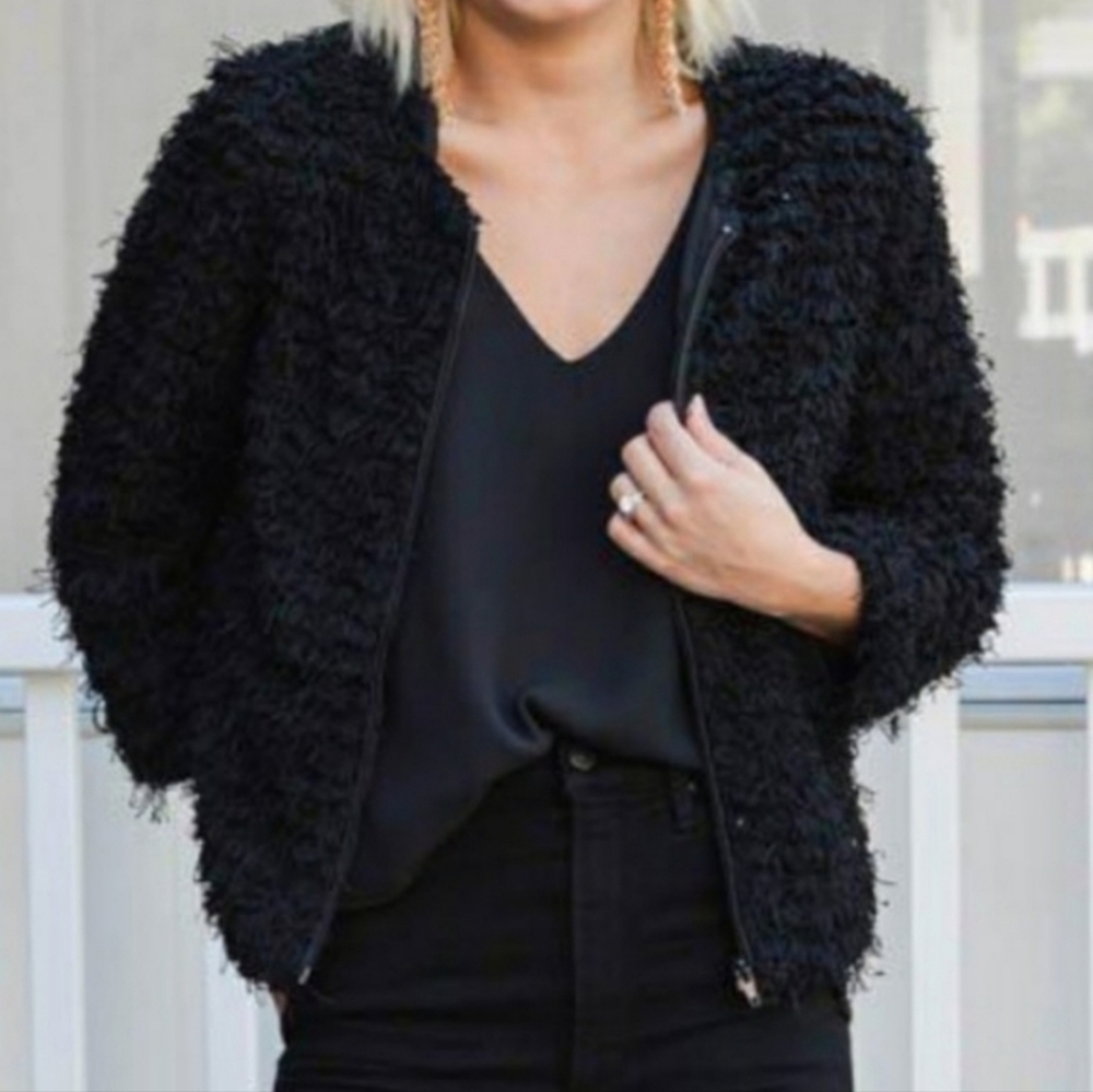 BB Dakota Shaggy Eyelash Faux Fur Jacket